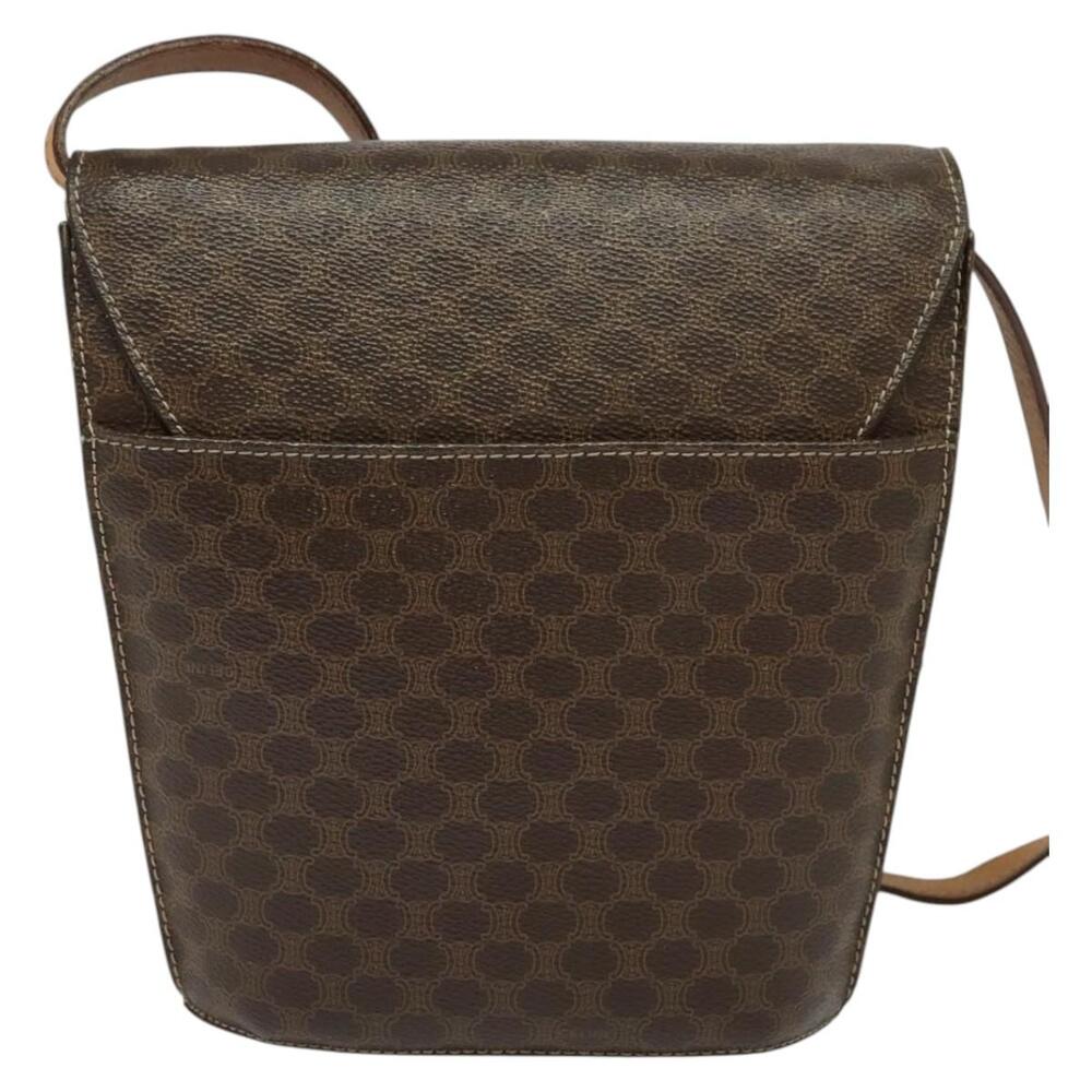 CELINE Macadam Canvas Shoulder Bag Pvc Leather Brown Gold - Picture 3 of 12